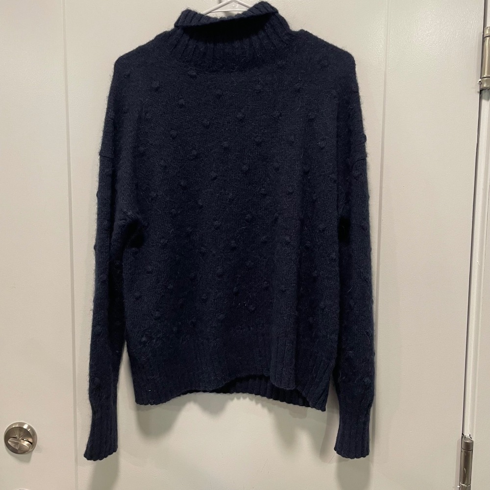 Everlane‎ Alpaca Blend Popcorn Knit Turtleneck Sweater Navy Blue Small